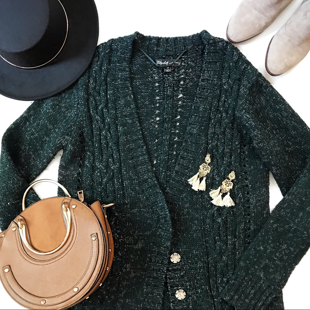 Elizabeth and James Green Cardigan Sweater